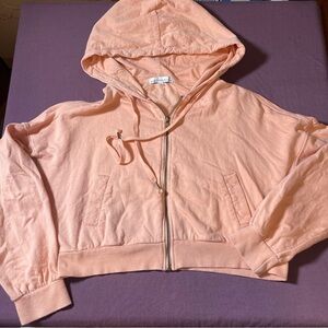 Young Fabulous & Broke Cropped Hooded Sweatshirt Light Orange - Size Small